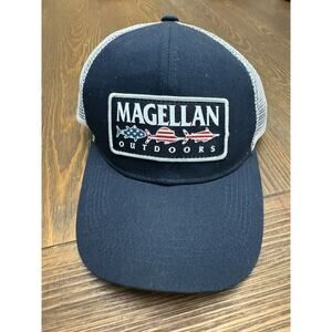 MAGELLAN Trucker Hat Baseball Cap Sword Fish Outdoors Blue Dad Meshback Snapback